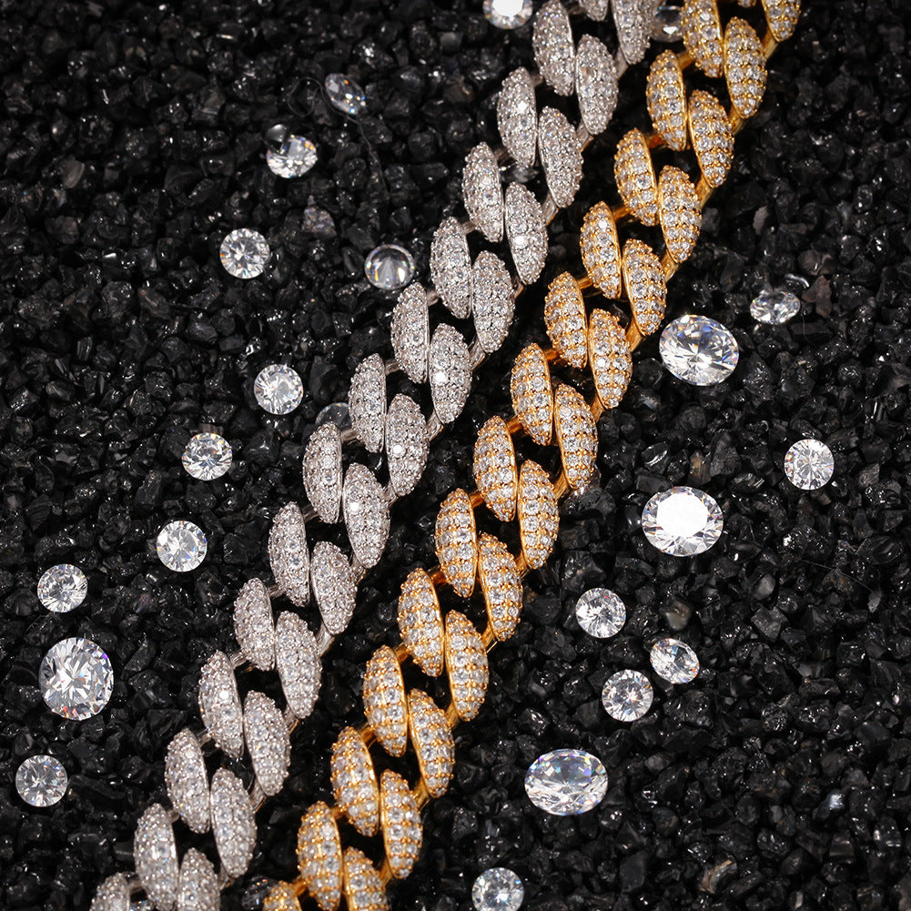 Iced Out Cuban Link Necklace for Women and Men – Gold Plated or Silver Plated Copper Chain Pendant Necklace in 16, 18, 20 Inch