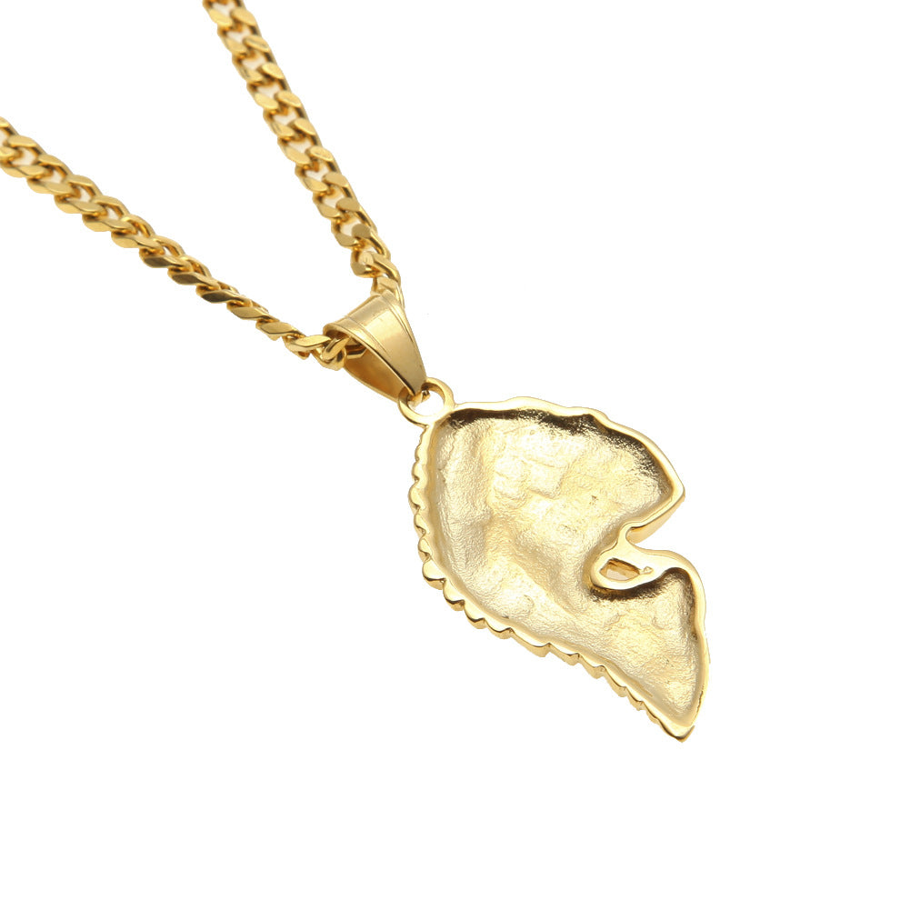 Unisex Stainless Steel Skull Chief Pendant Necklace with 5mm Cuban Chain, Gold Plated or Silver Tone Statement Jewelry