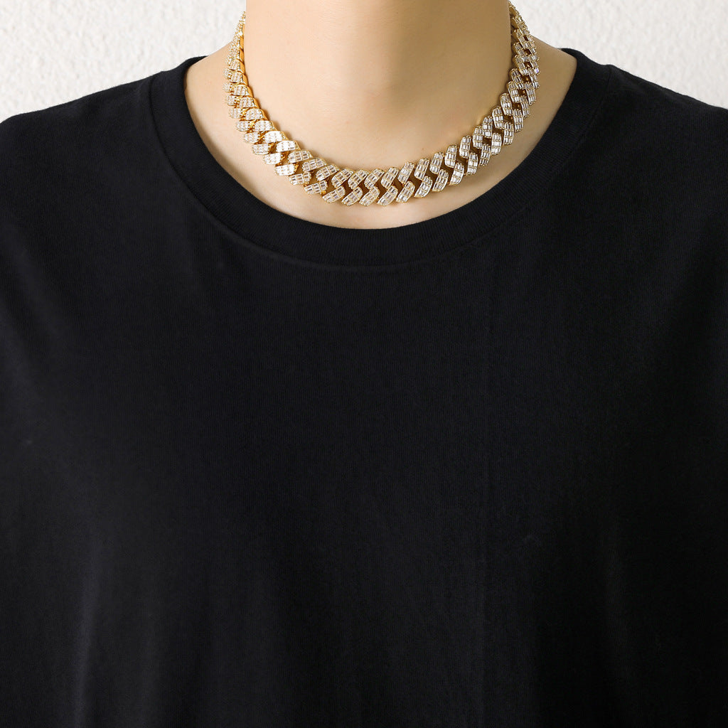Hip Hop Light Luxury Fashion Cubic Zirconia Necklace for Men