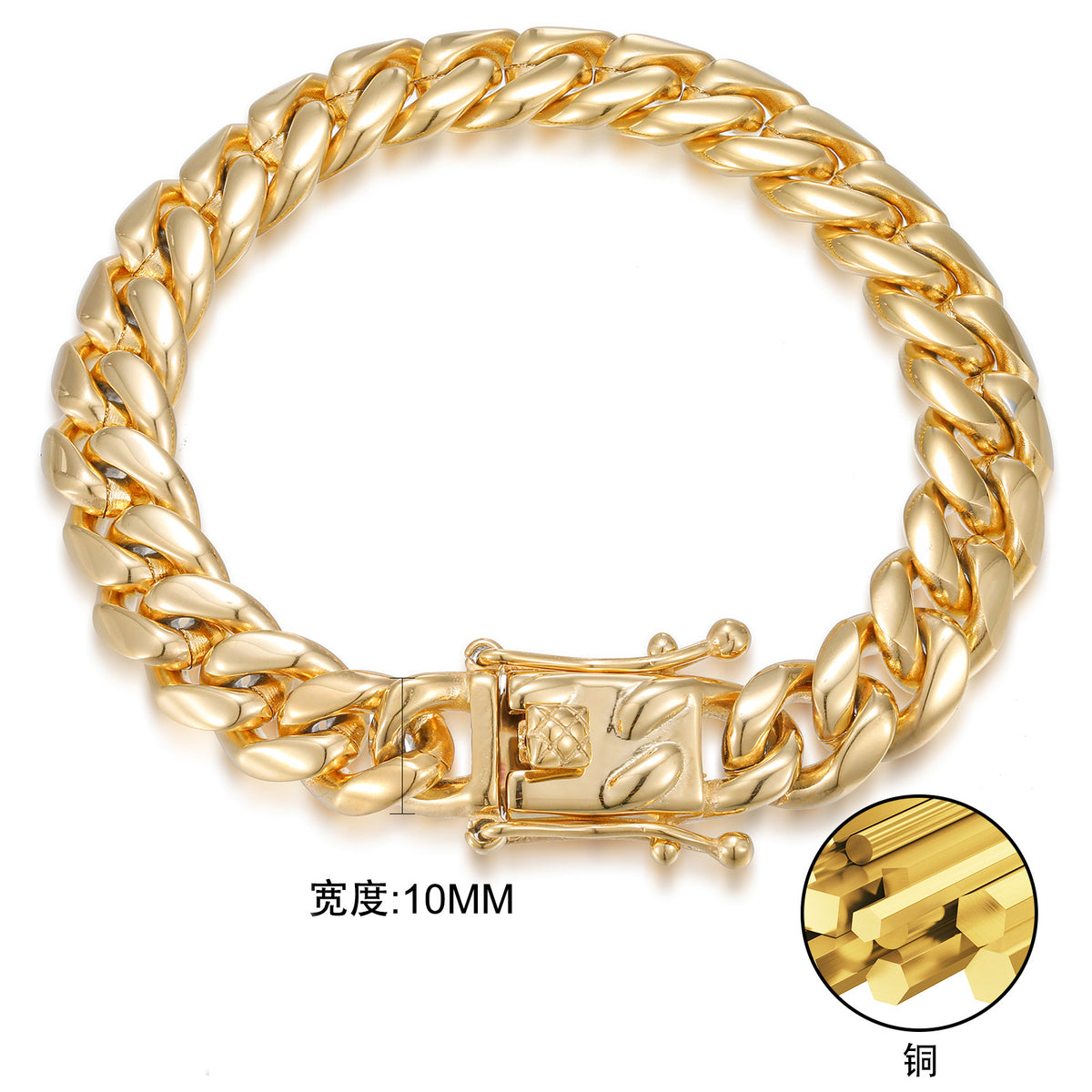 Unisex Cuban Link Chain Bracelet in Gold, Silver or Multicolor Stainless Steel Streetwear Jewelry product image