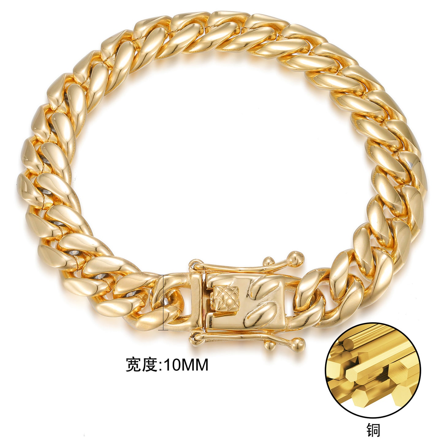 Unisex Cuban Link Chain Bracelet in Gold, Silver or Multicolor Stainless Steel Streetwear Jewelry product image