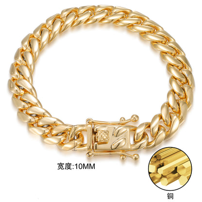 Unisex Cuban Link Chain Bracelet in Gold, Silver or Multicolor Stainless Steel Streetwear Jewelry
