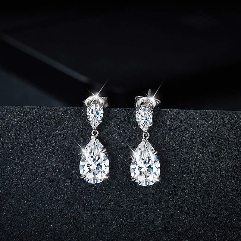 Pear Cut Moissanite Drop Earrings, 18K Gold Plated S925 Stud Earrings product image