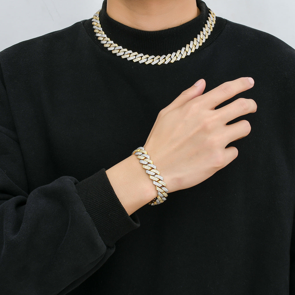 Hip Hop Minimalist Diamond Shape Cuban Link Cubic Zirconia Bracelet for Men