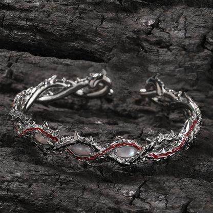 Silver Tone Hip Hop Dragon Line Bracelet with Cubic Zirconia Accents for Women