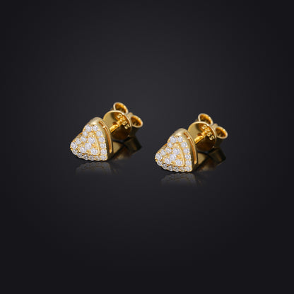 Heart Shaped Moissanite Stud Earrings in Silver Tone for Women and Men