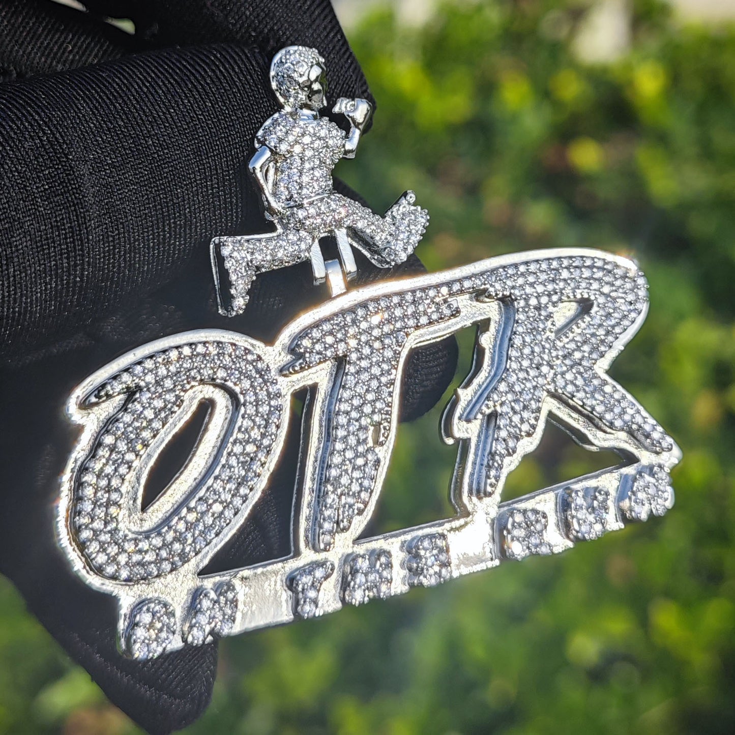 Iced Out Letter Pendant Necklace for Men