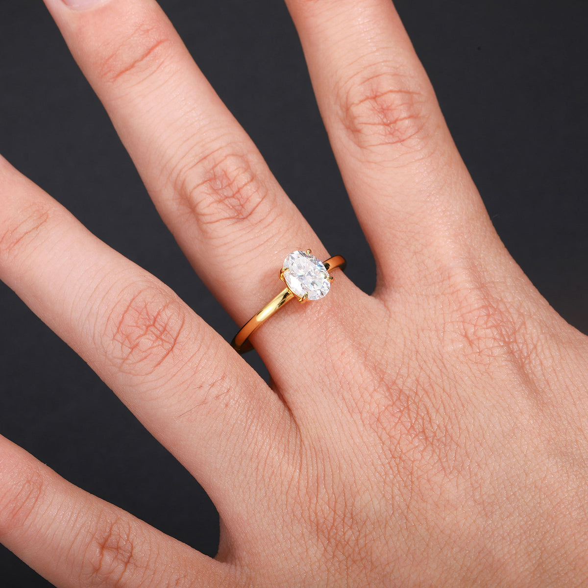 925 Silver Gold Plated Oval Moissanite Ring for Women and Men product image