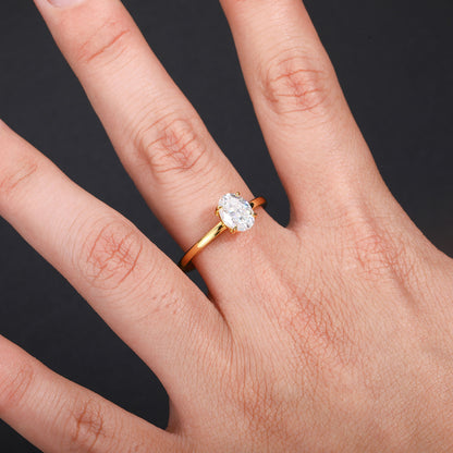 925 Silver Gold Plated Oval Moissanite Ring for Women and Men