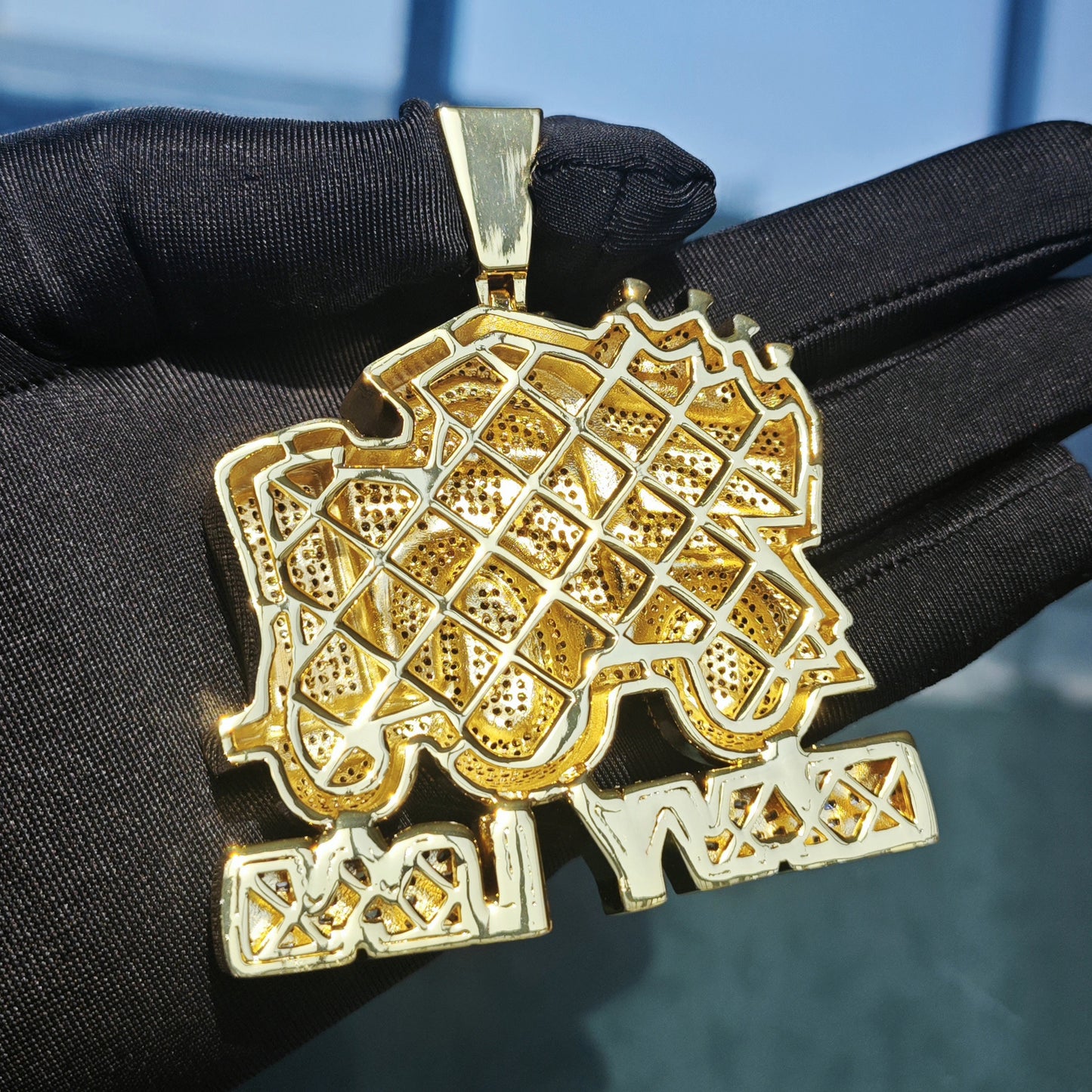 Iced Out Dump Truck Pendant Necklace for Men