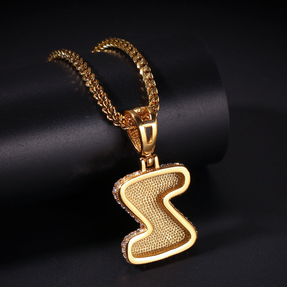 Personalized Bubble Letter & Number Pendant Necklace for Women - Gold or Silver Plated Stainless Steel Chain Necklace product image