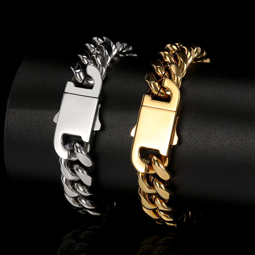 6-18 mm Rounded Polished Cuban Stainless steel Bracelet - CHA010 product image