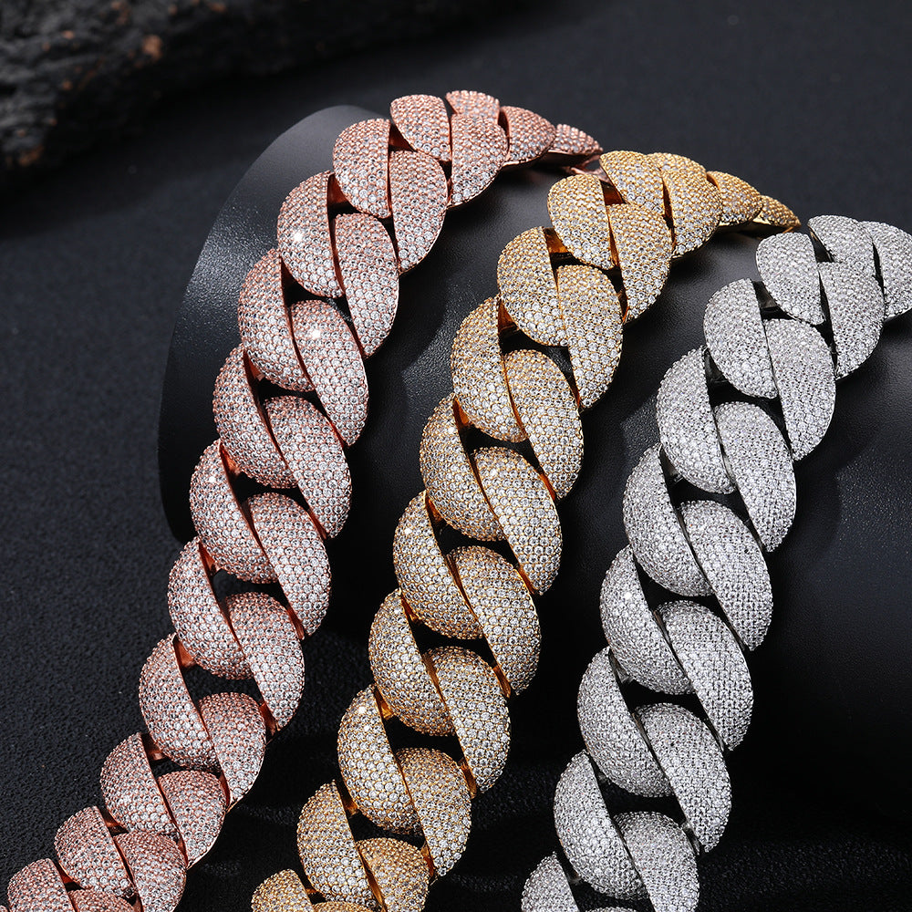 Iced Out 22mm Cuban Link Chain Bracelet, Unisex Hip Hop Statement Jewelry product image