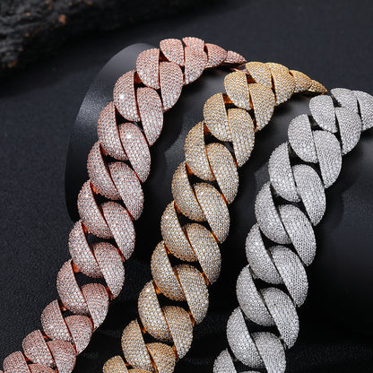 Iced Out 22mm Cuban Link Chain Bracelet, Unisex Hip Hop Statement Jewelry