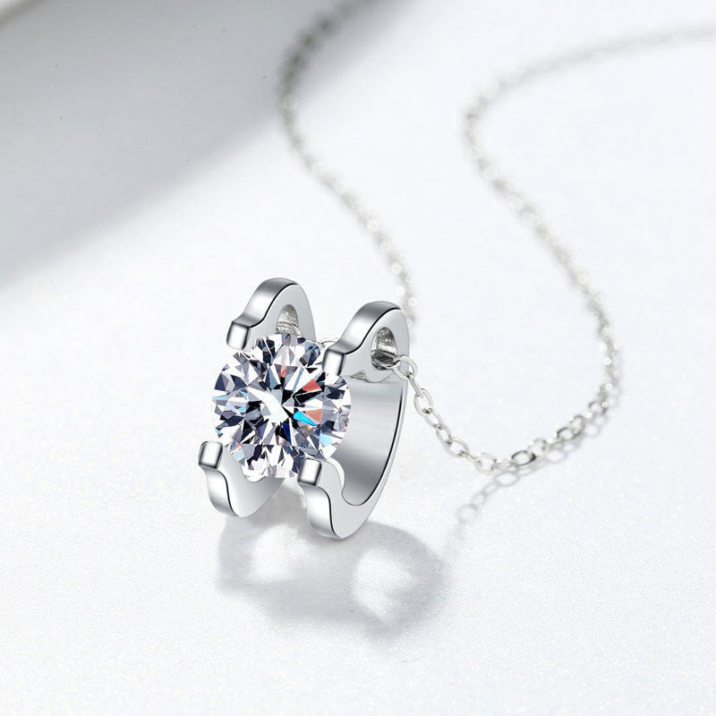 1/2 ct Moissanite Pendant Necklace, Box Chain, Round Color Stone, Layering Jewelry product image