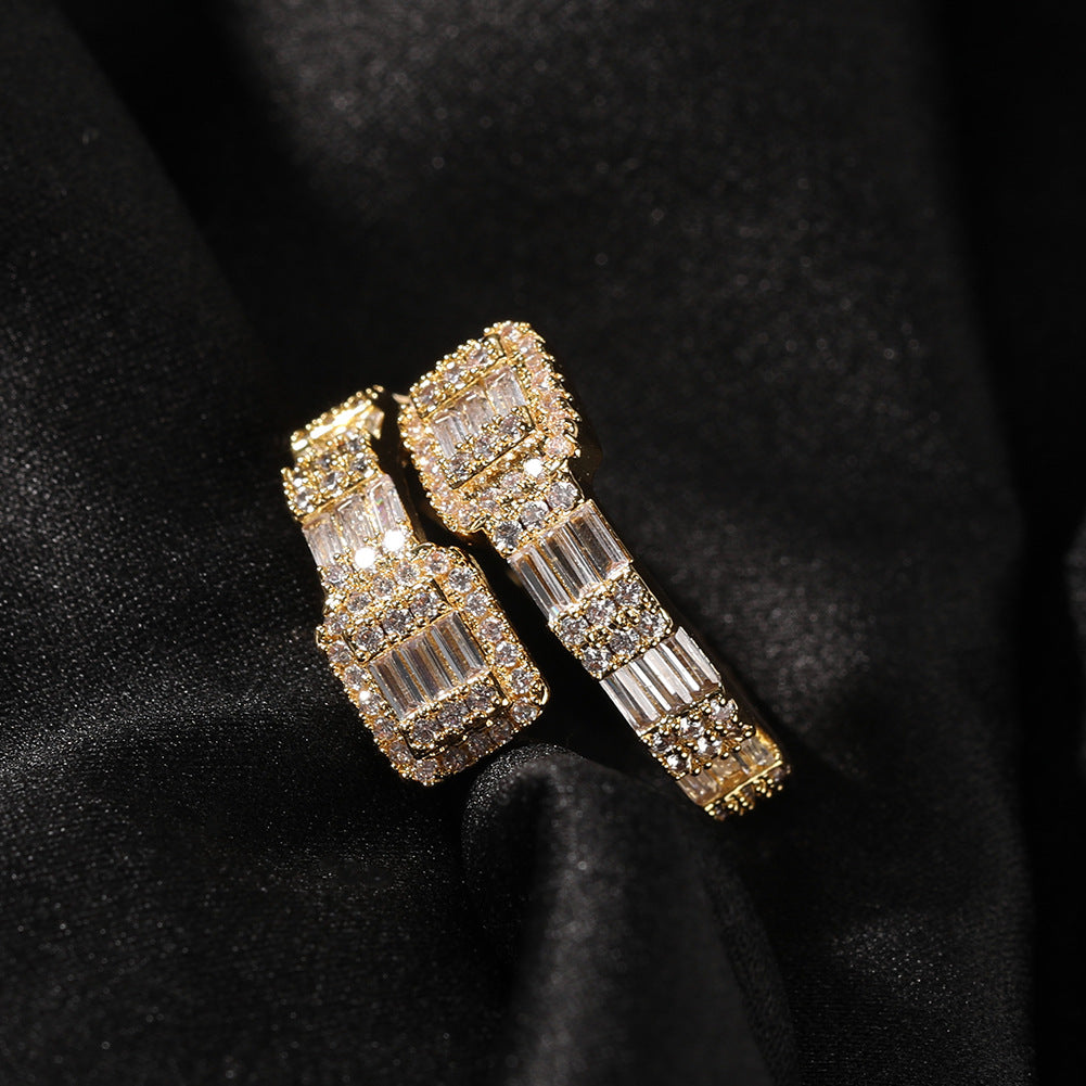 Unisex Hip Hop Cubic Zirconia Ring in Gold, Silver & Rose Gold – Statement Copper Band Sizes 5, 7, 9