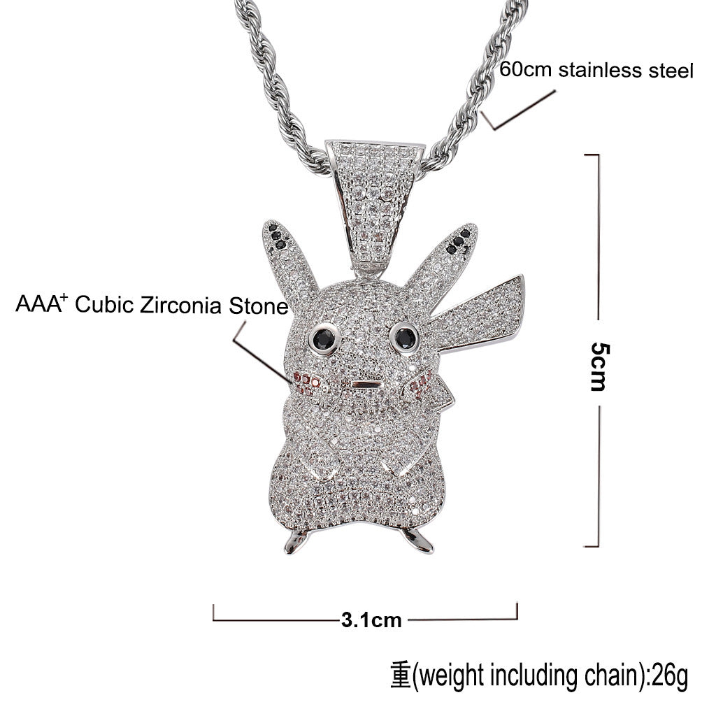 Hip Hop Fashion Cubic Zirconia Pendant Necklace for Men and Women