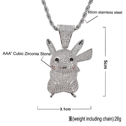 Hip Hop Fashion Cubic Zirconia Pendant Necklace for Men and Women