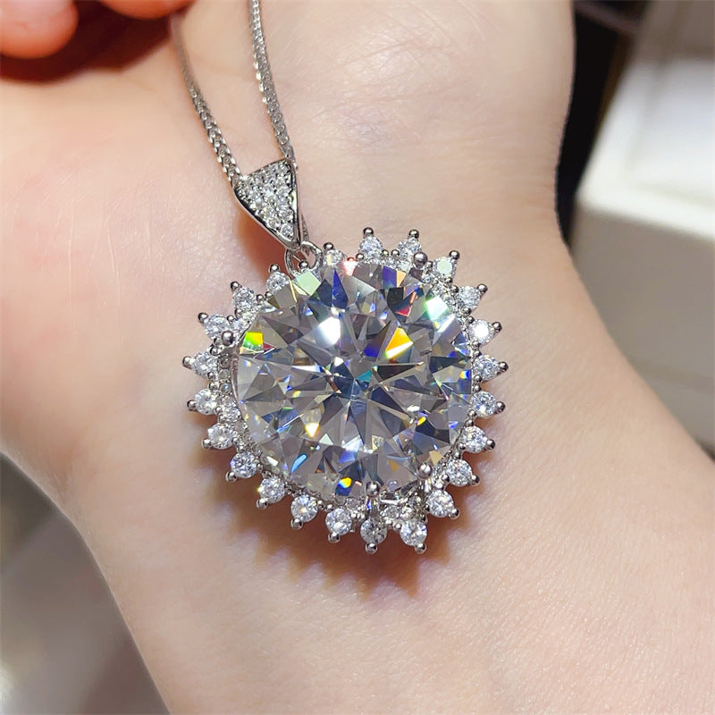 20 Carat Look Moissanite Pendant Necklace with Halo Accent Chain product image