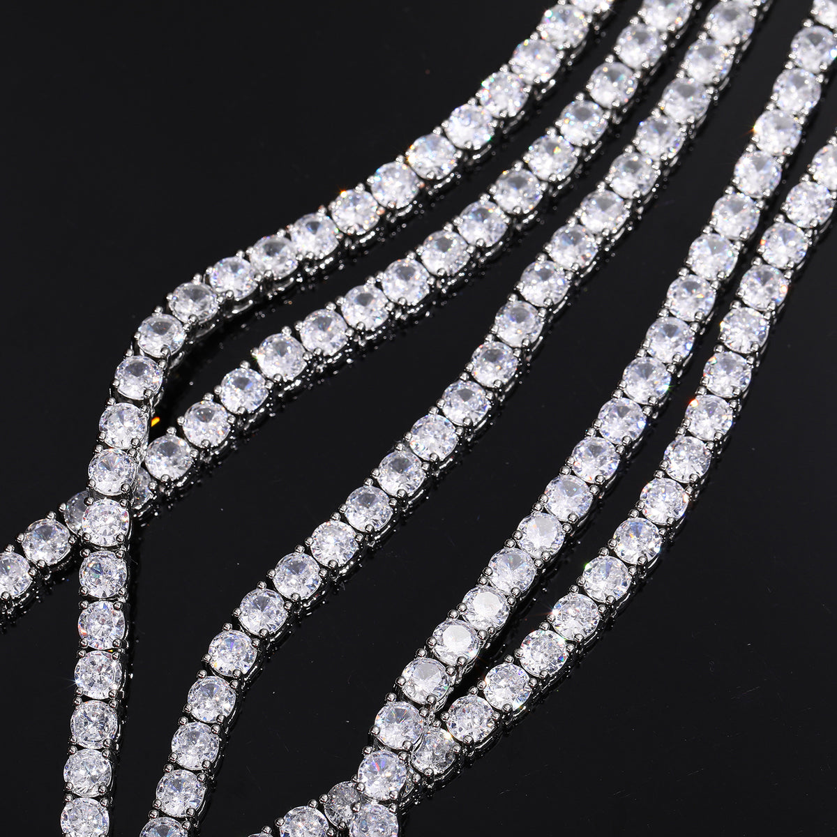 Unisex Iced Out 5mm Tennis Bracelet with Round Cubic Zirconia in White Gold Tone product image