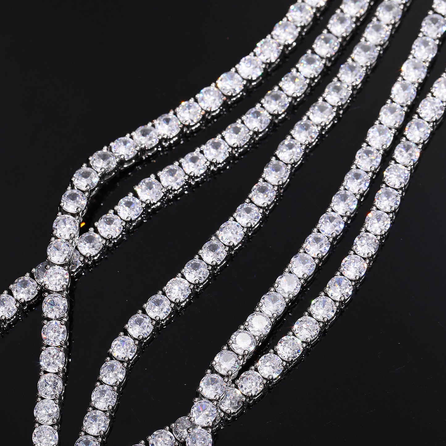 Unisex Iced Out 5mm Tennis Bracelet with Round Cubic Zirconia in White Gold Tone product image