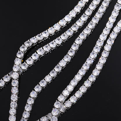 Unisex Iced Out 5mm Tennis Bracelet with Round Cubic Zirconia in White Gold Tone