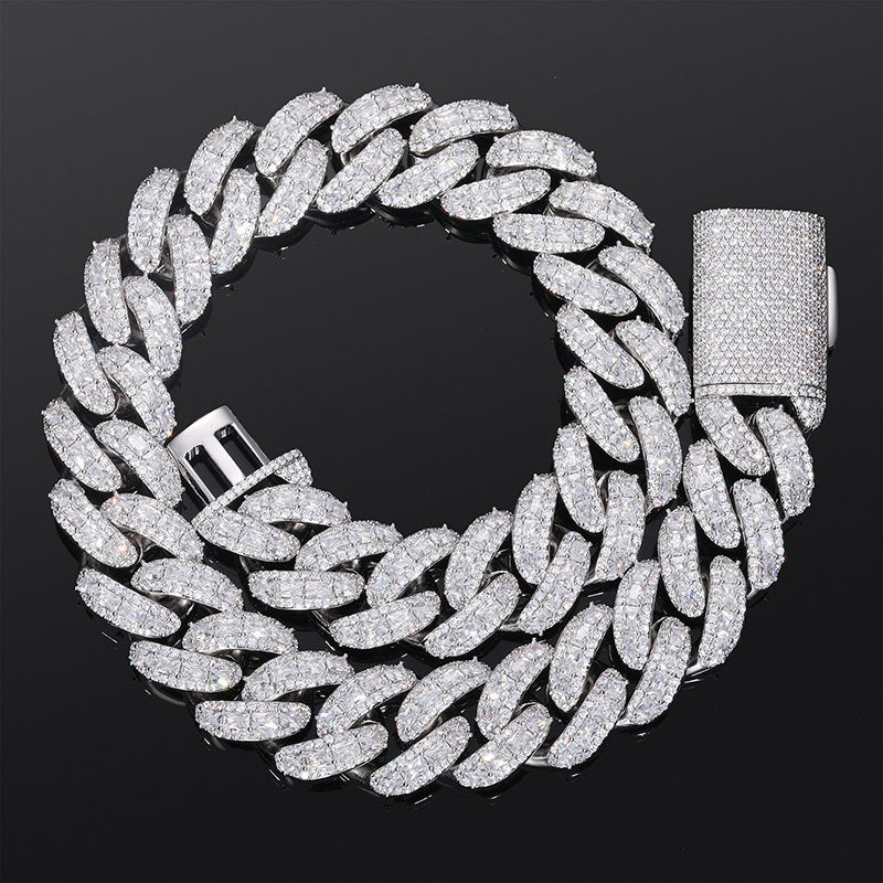 Iced Out Cuban Link Chain Necklace or Bracelet for Men and Women, Micro Pave Cubic Zirconia Hip Hop Streetwear Jewelry product image