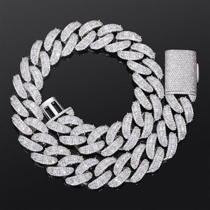 Iced Out Cuban Link Chain Necklace or Bracelet for Men and Women, Micro Pave Cubic Zirconia Hip Hop Streetwear Jewelry