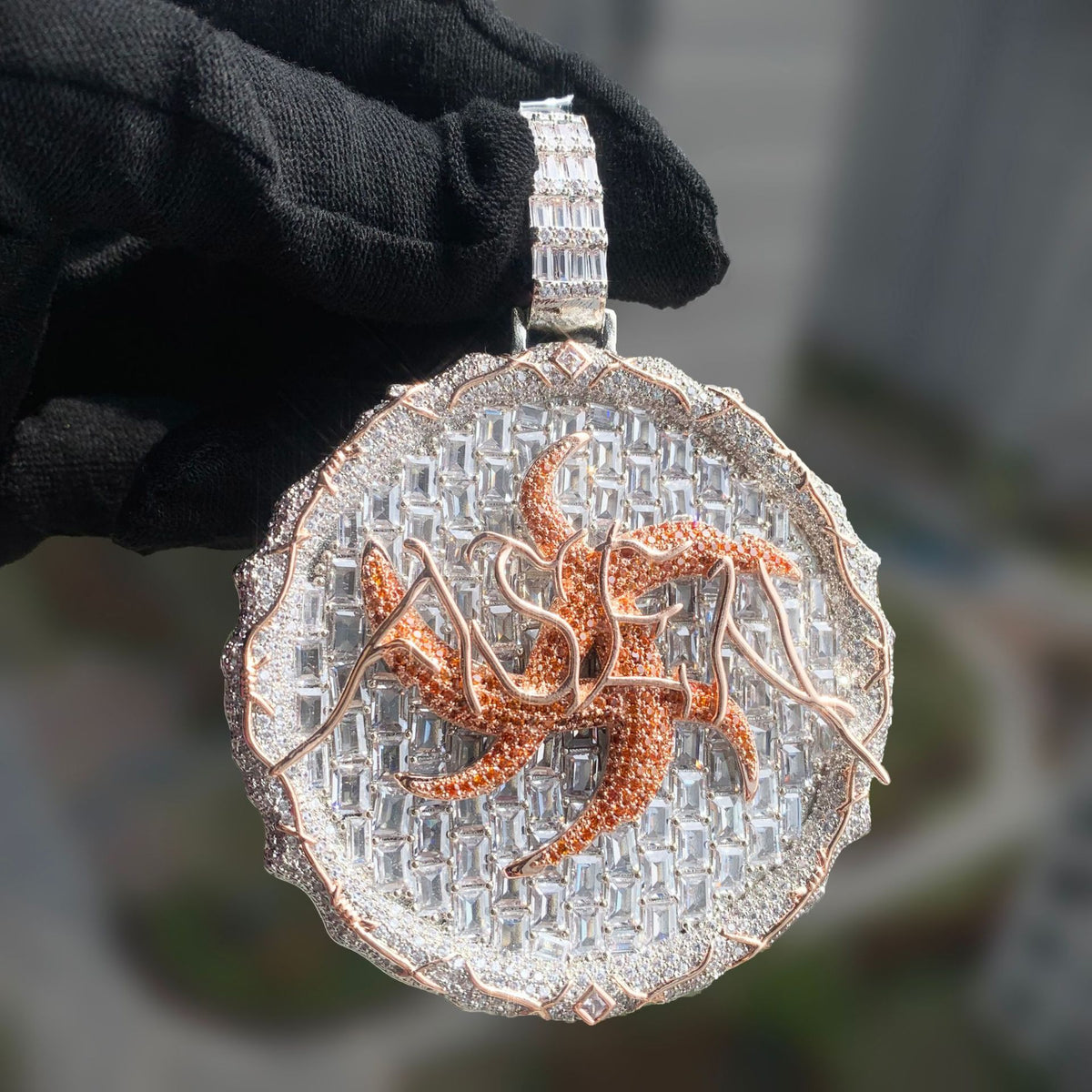 Iced Out Sun Pendant Necklace for Men product image