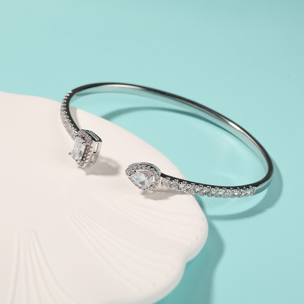 Elegant Cubic Zirconia Copper Bangle Bracelet for Women in Gold, Silver & Rose Gold product image