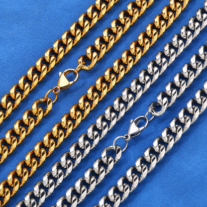4-9 mm Polished Cuban Stainless steel Bracelet - CHA163
