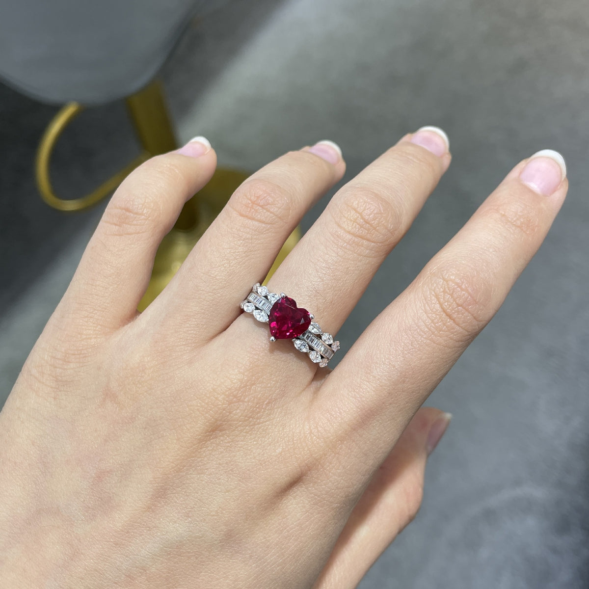 S925 Heart Ruby Ring for Women, Vintage Promise Ring product image