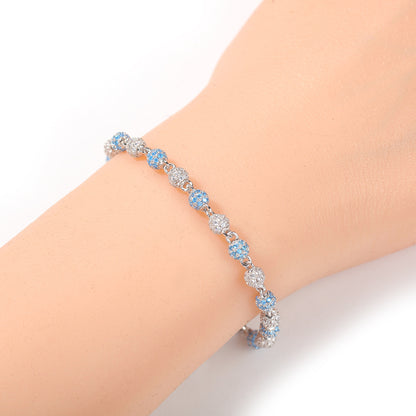 Unisex Hip Hop Cubic Zirconia Beaded Bracelet in Gold or Silver Tone, 7 Inch & 8 Inch Chain Bracelet