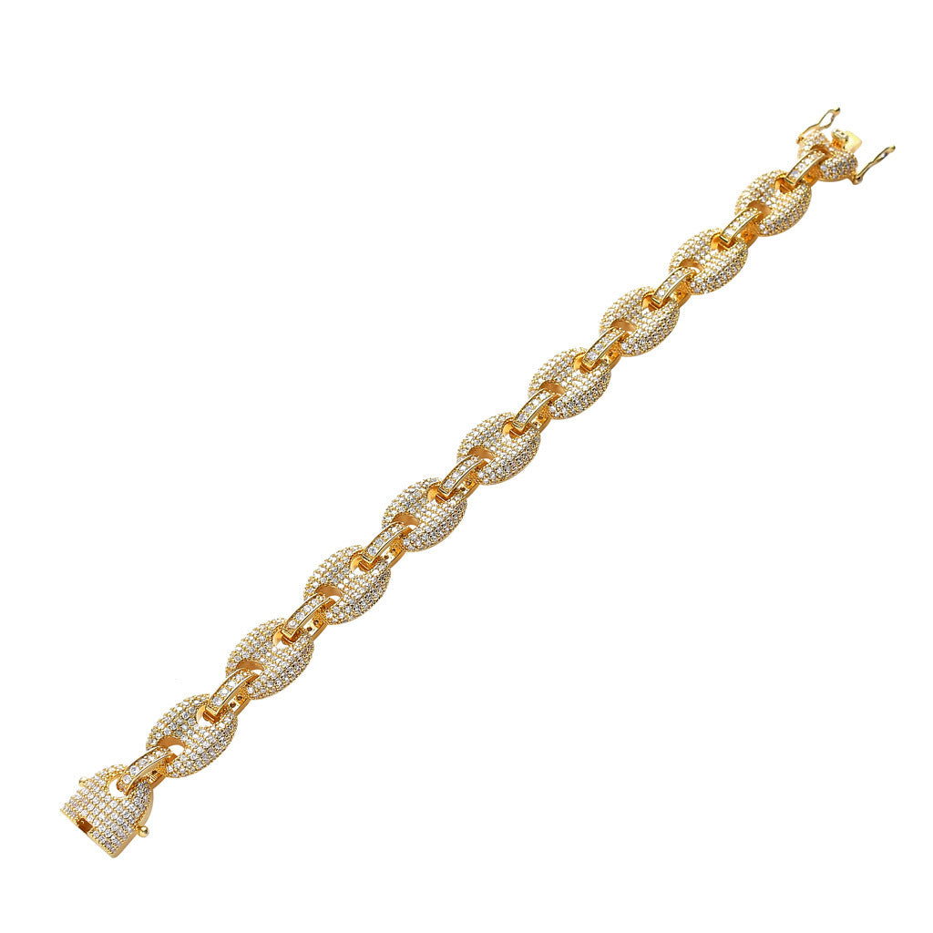 Hip Hop Light Luxury Heart Tennis Chain Cubic Zirconia Bracelet for Men and Women