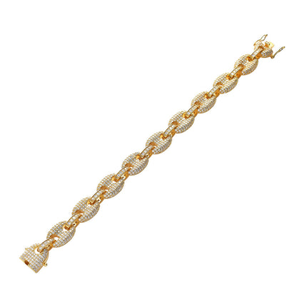 Hip Hop Light Luxury Heart Tennis Chain Cubic Zirconia Bracelet for Men and Women