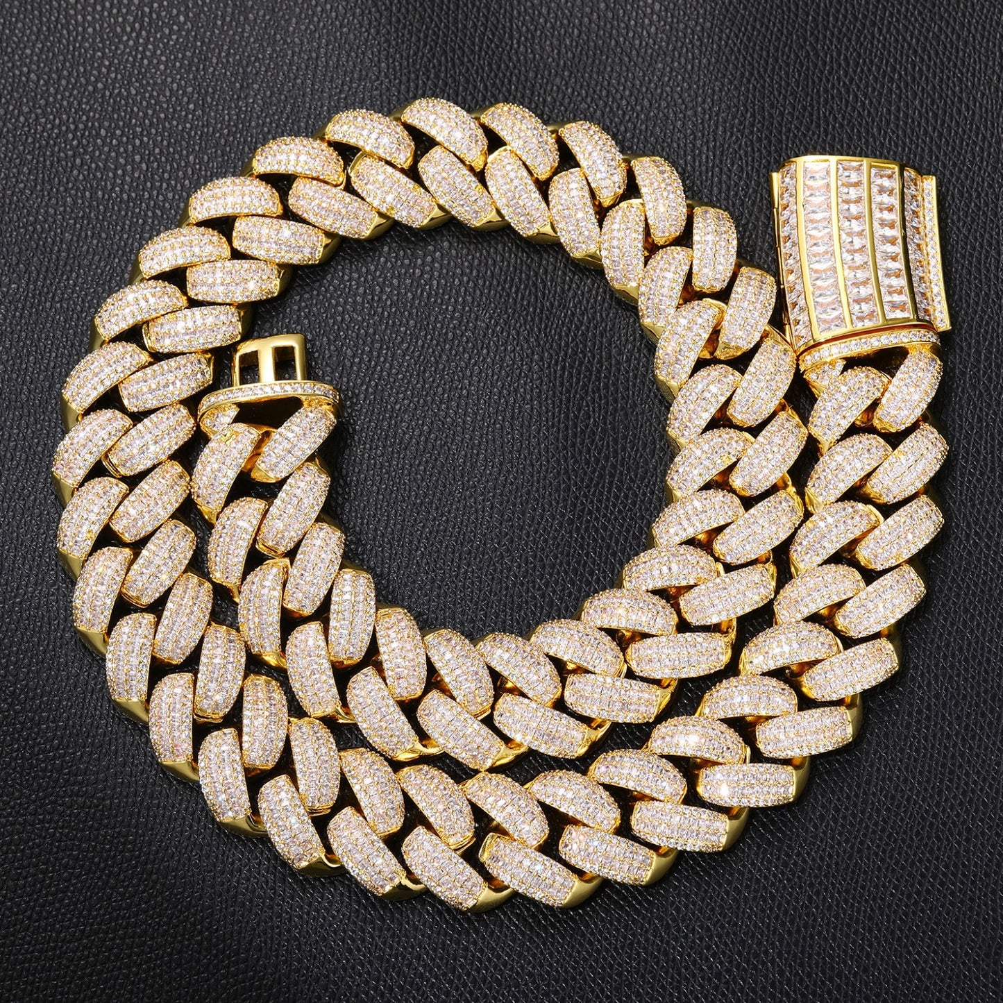 Iced Out Cuban Link Chain Necklace or Bracelet for Men and Women - Geometric Copper Jewelry with Cubic Zirconia product image