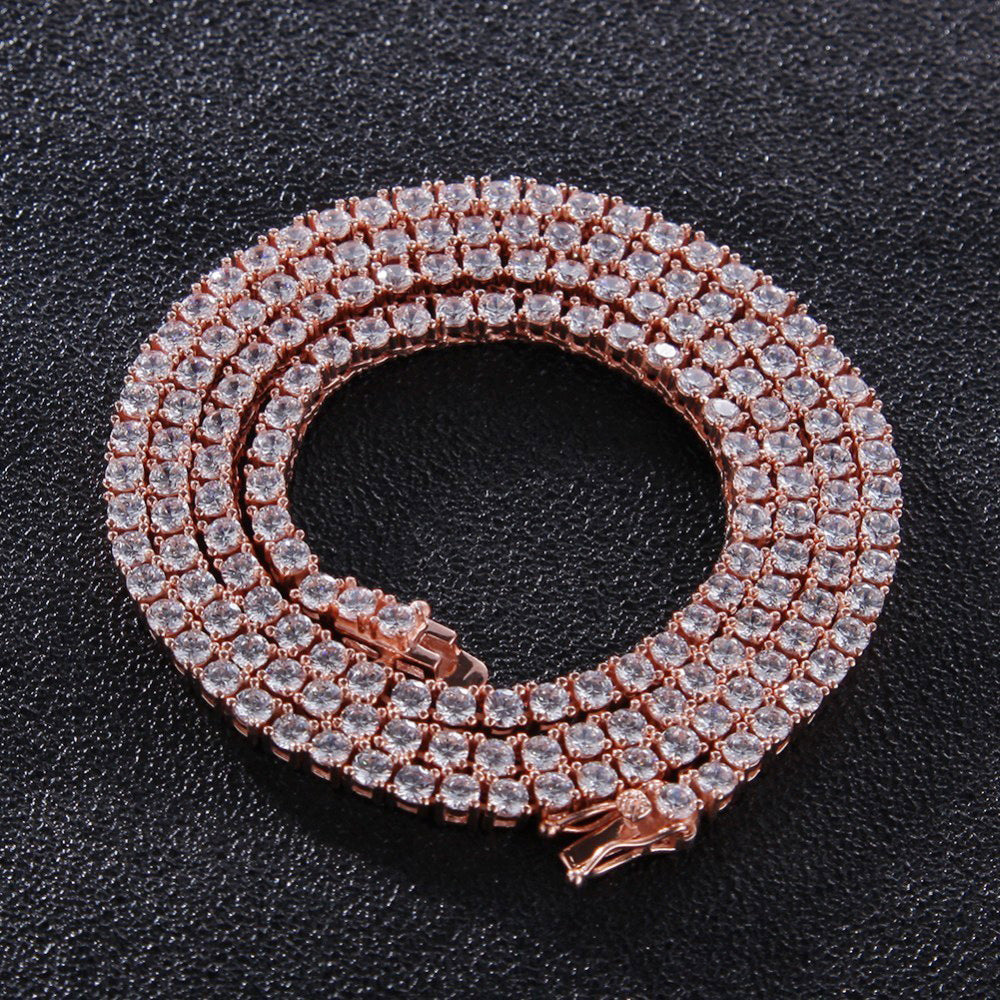 925 Sterling Silver Iced Out Tennis Chain Necklace for Women & Men, Gold Plated/Silver Plated Cubic Zirconia Statement Pendant Chain product image