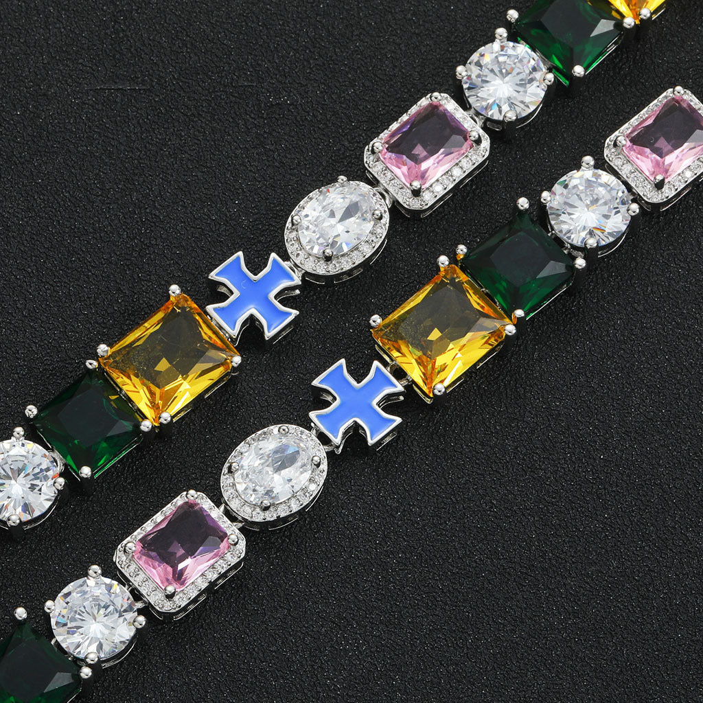 Cross Round Cubic Zirconia Bracelet for Men