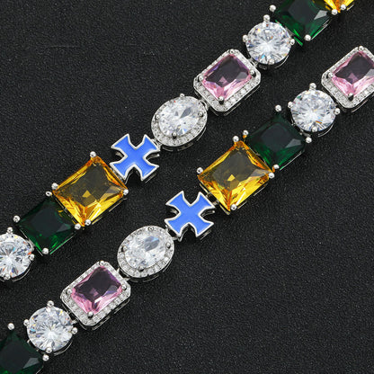 Cross Round Cubic Zirconia Bracelet for Men