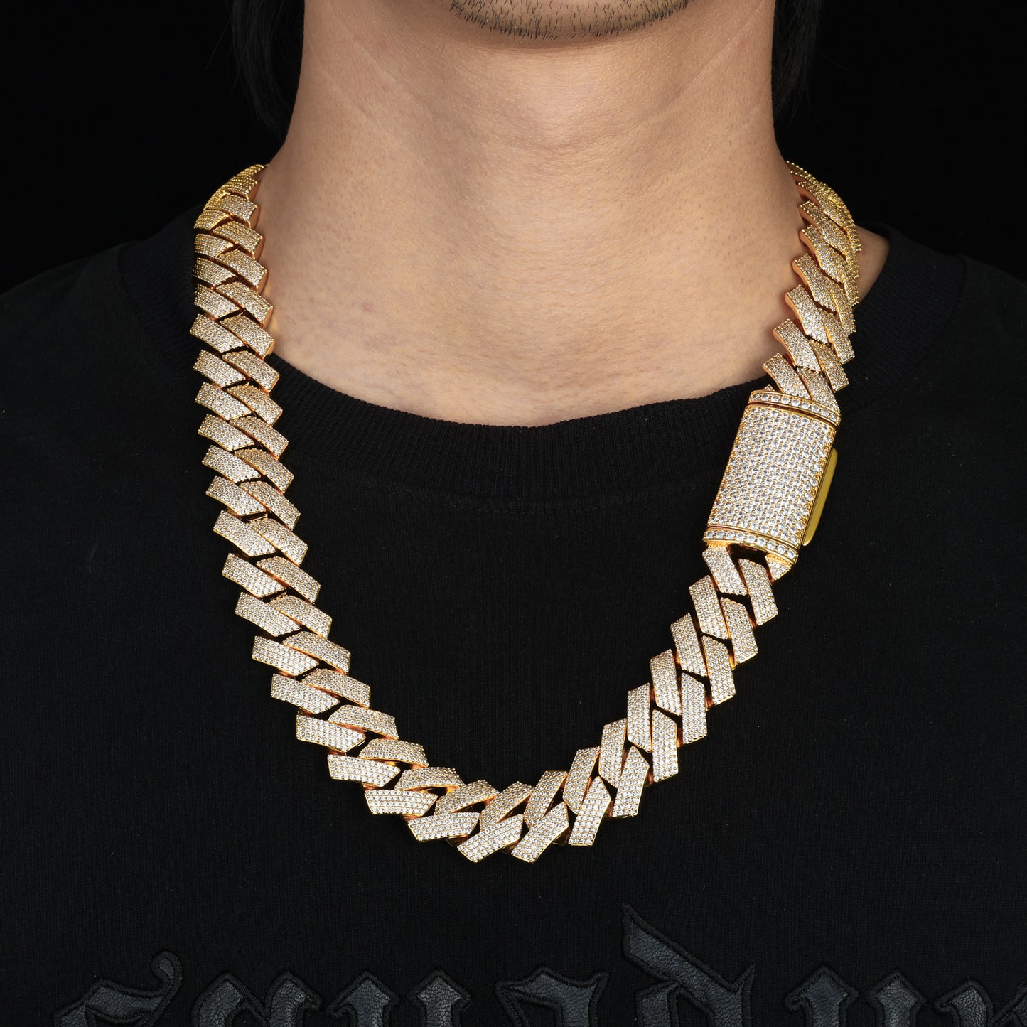 Iced Out Cuban Link Chain Necklace for Men & Women - Geometric Hip Hop Cubic Zirconia Pendant Chain product image