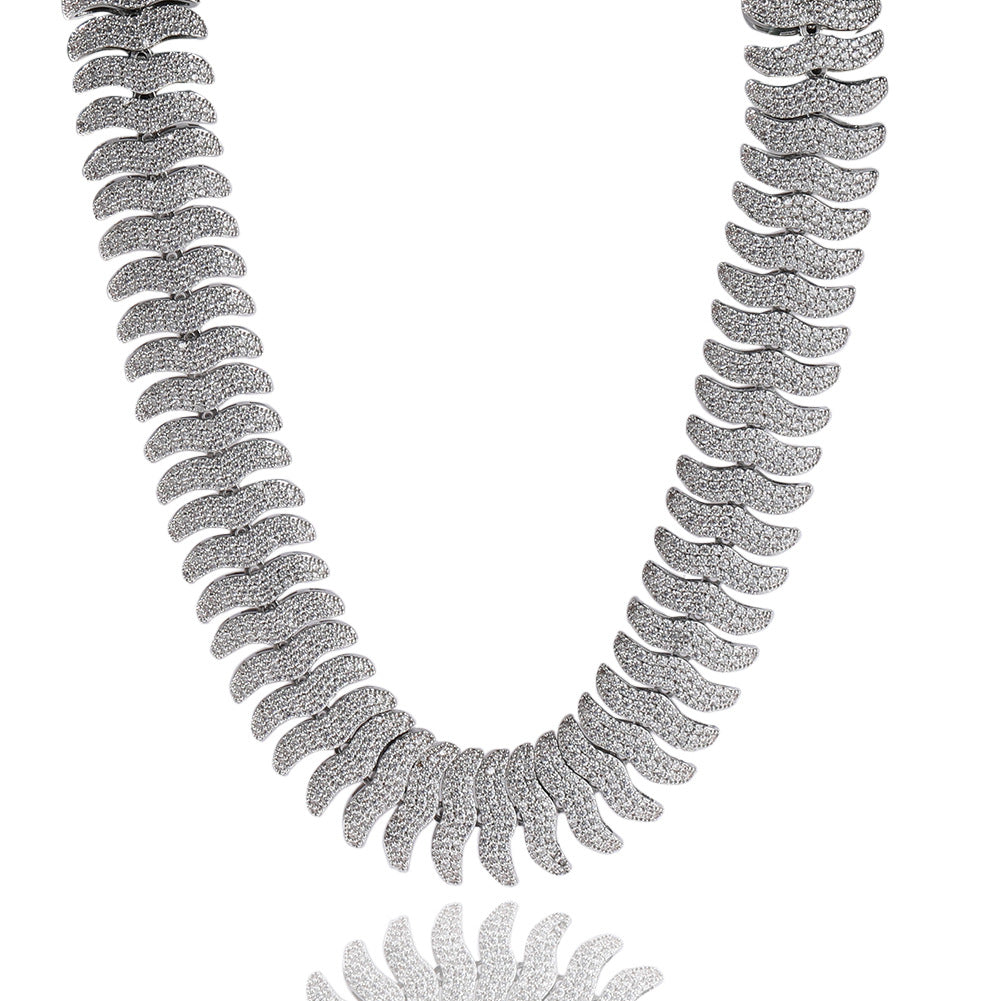 Iced Line Statement Chain Necklace for Women & Men - Silver or Gold Plated Hip Hop Pendant Necklace product image