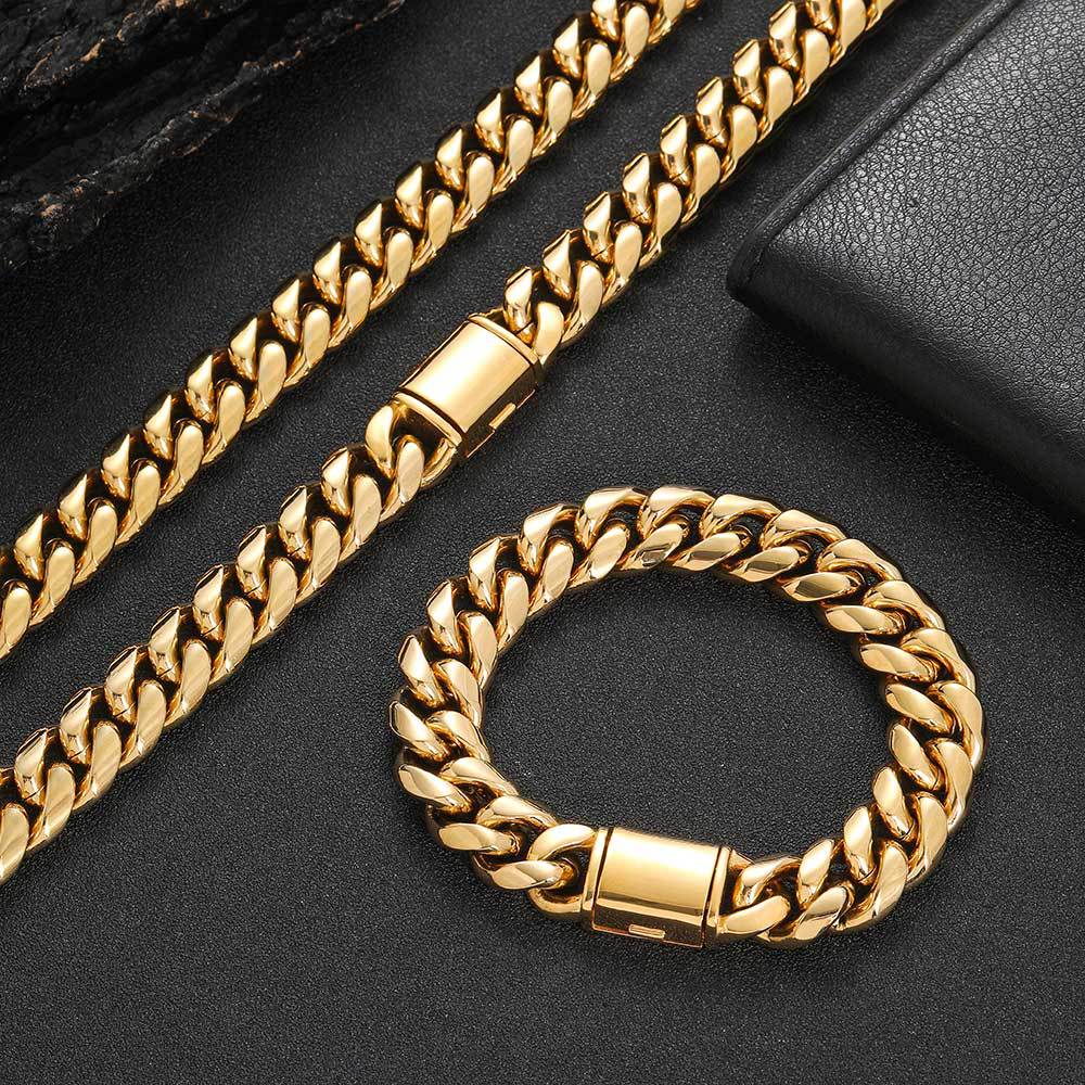 8-14 mm Rounded Polished Cuban Stainless steel Necklace or Bracelet - CHA016 product image