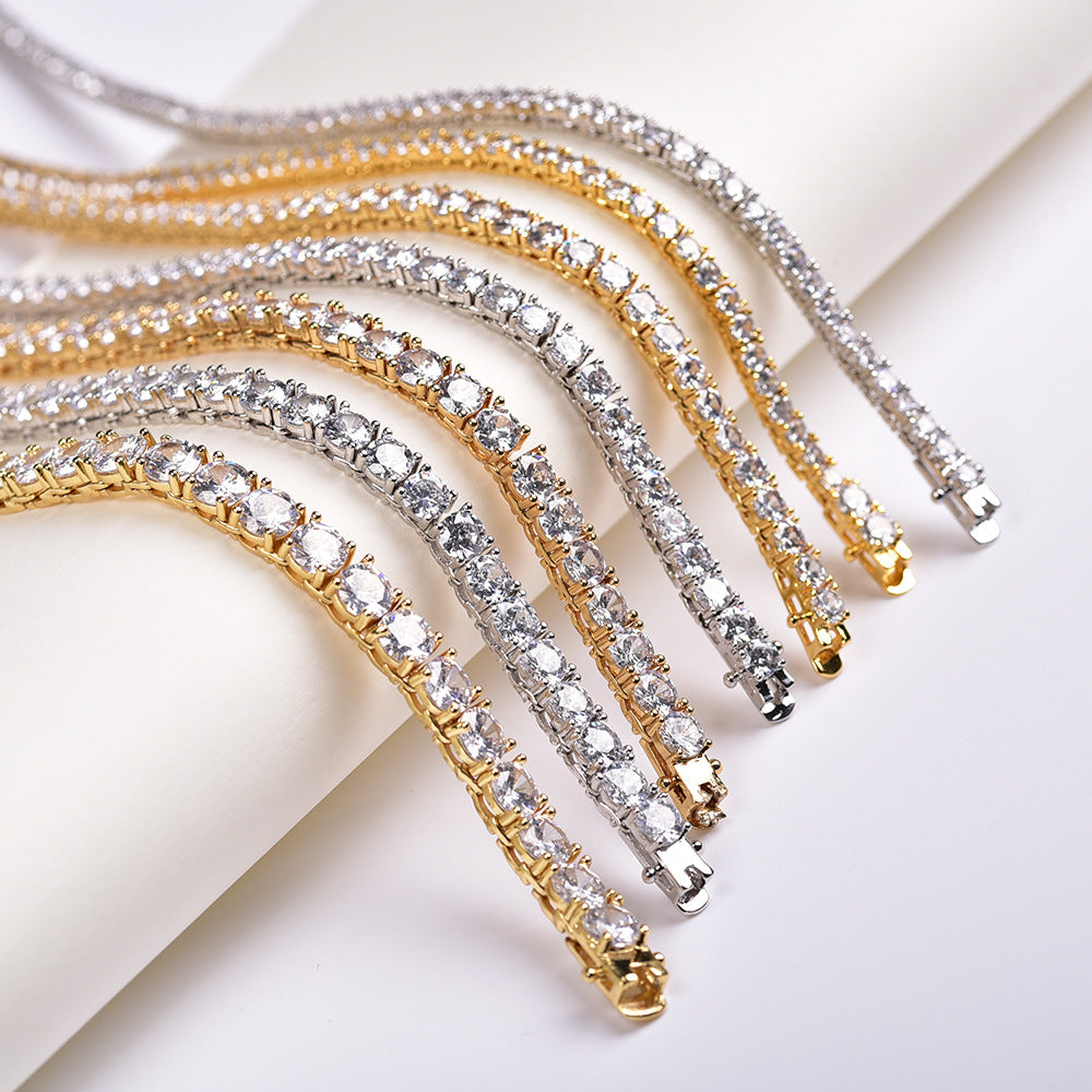 Moissanite Tennis Bracelet, 925 Silver Iced Out Chain for Men Women