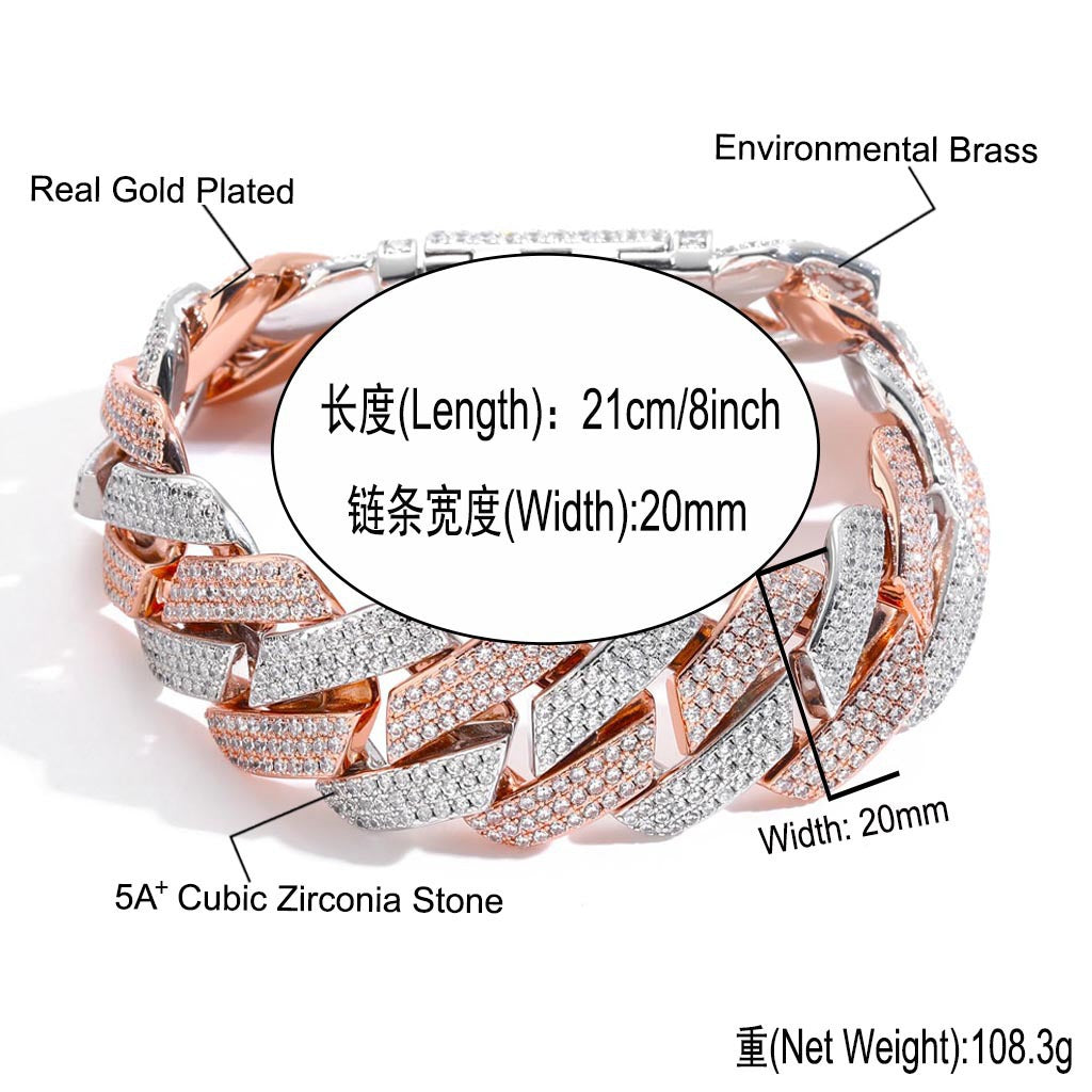 Hip Hop Minimalist Cuban Link Cubic Zirconia Bracelet for Men