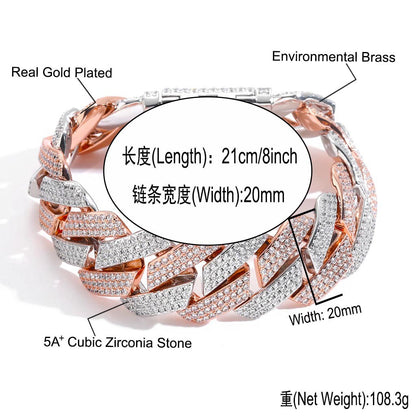 Hip Hop Minimalist Cuban Link Cubic Zirconia Bracelet for Men