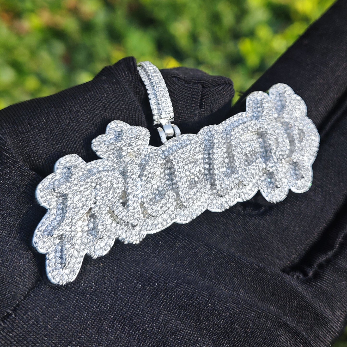 Iced Out Letter Pendant Necklace for Men