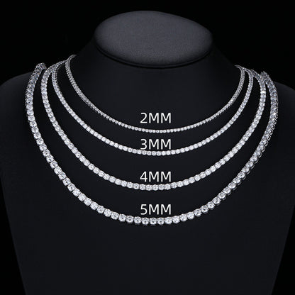 Moissanite Tennis Chain Bracelet & Necklace, Unisex Round Cut Sparkle Jewelry
