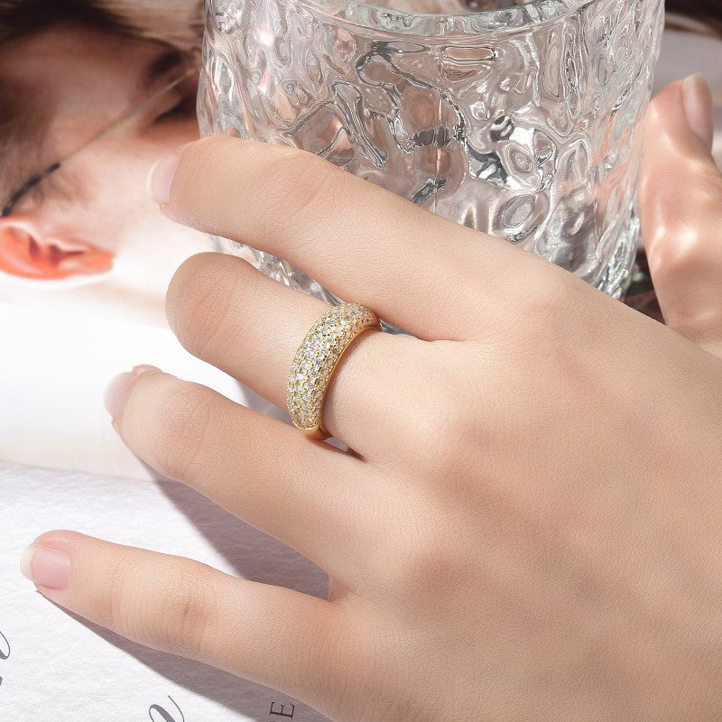 Moissanite Pavé Band Ring for Women, 18K Gold Plated Full Sparkle Ring product image