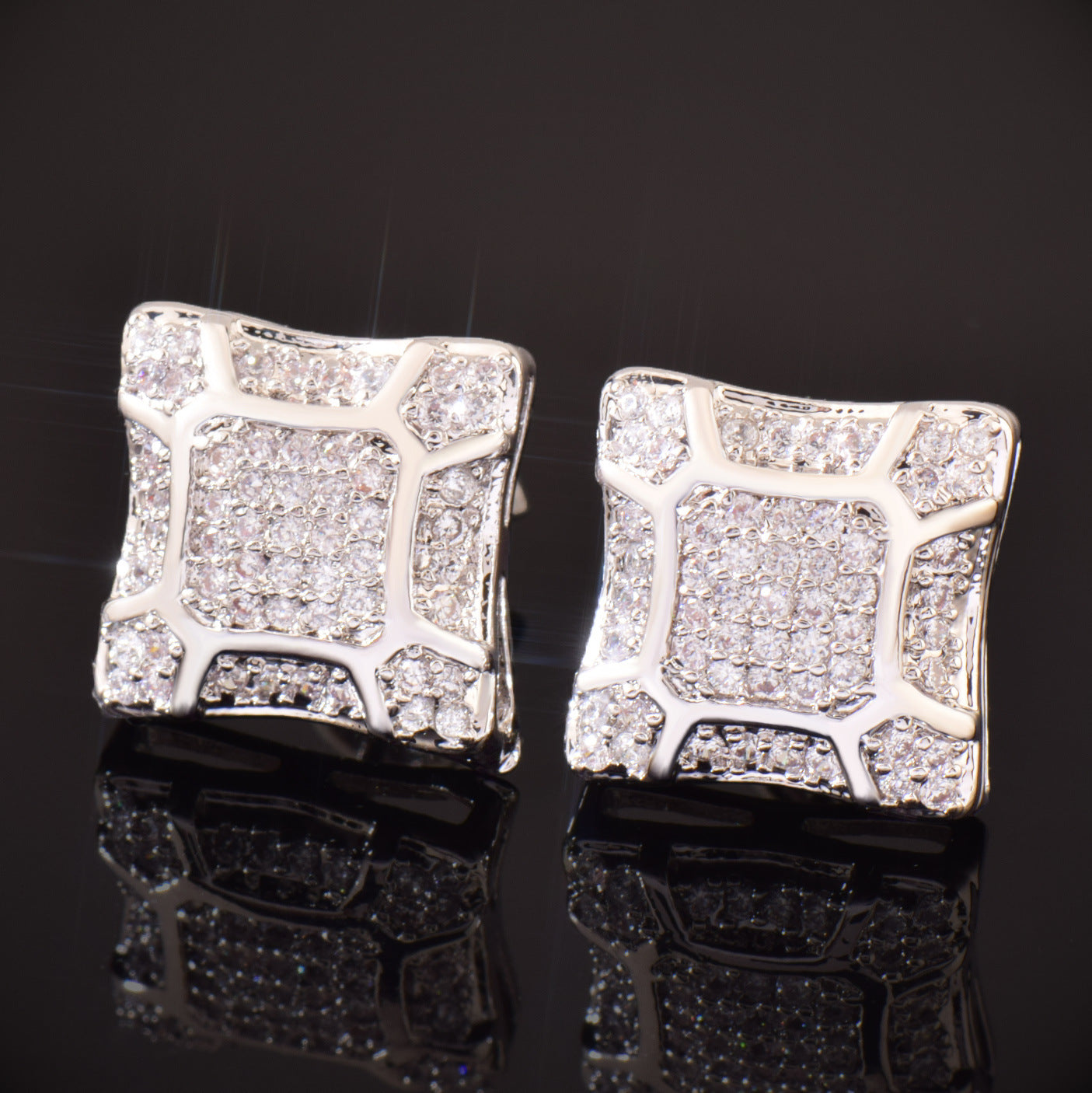 Unisex Iced Out Block Stud Earrings product image