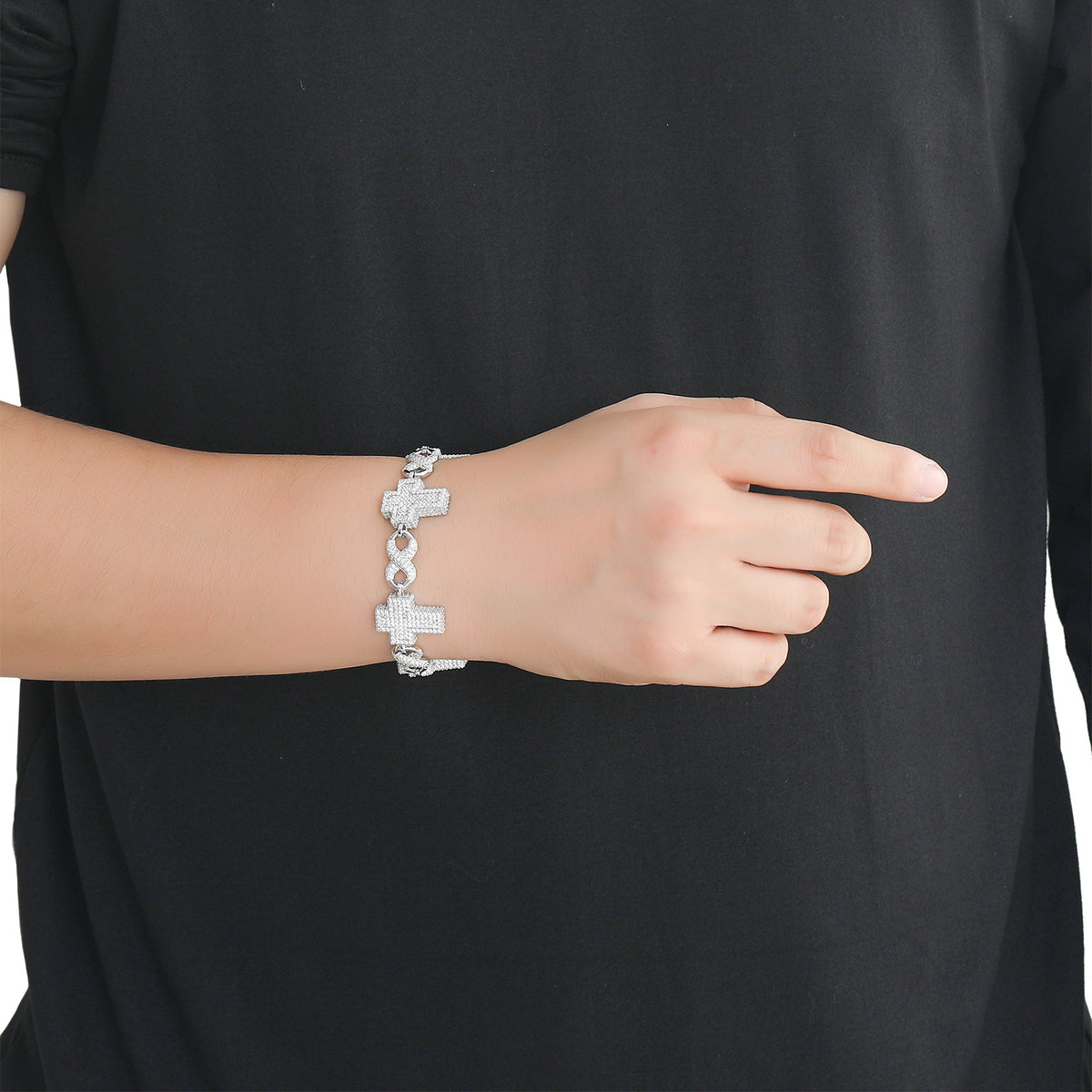 Hip Hop Cross Square Cuban Link Cubic Zirconia Bracelet for Men product image